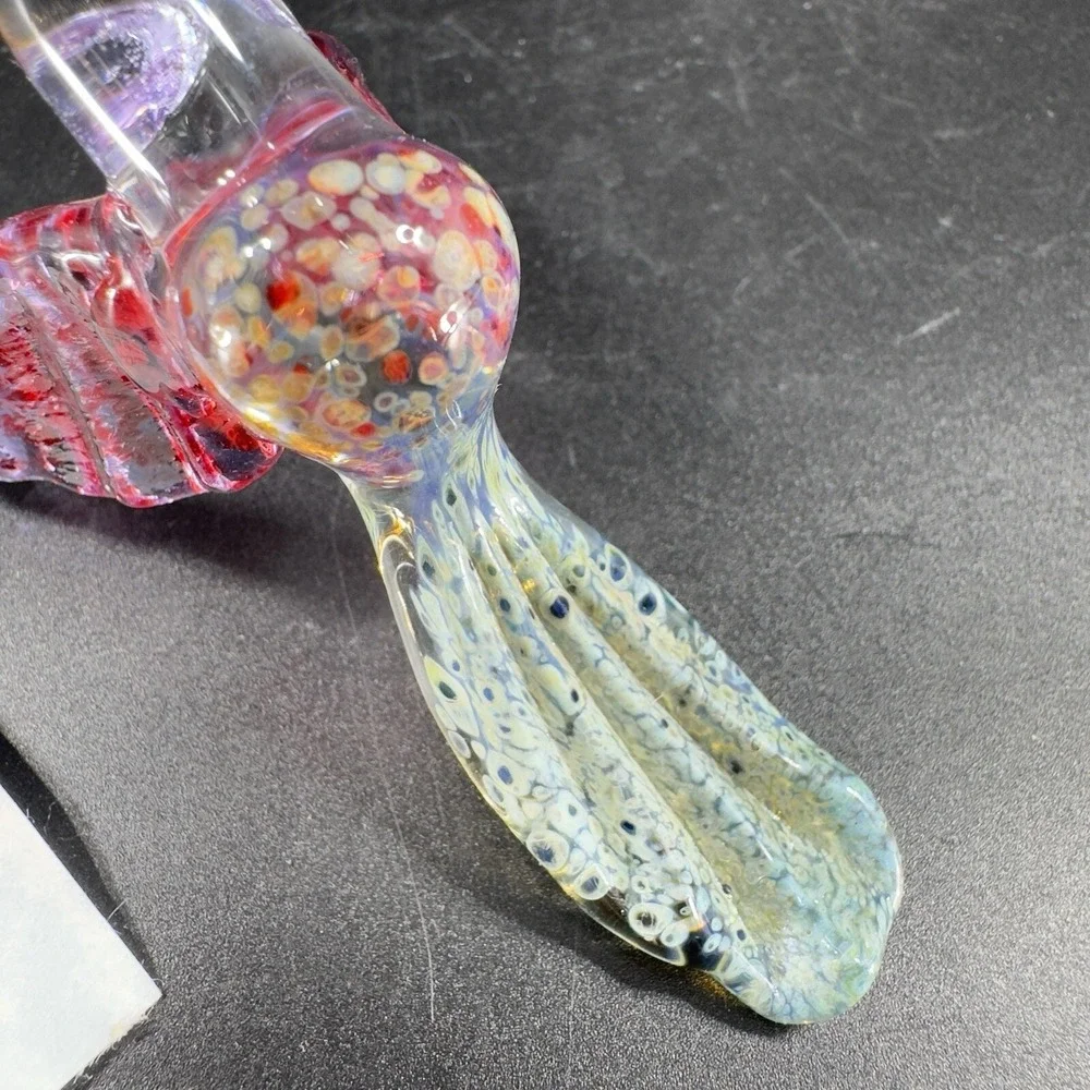 Bandhu Dunham Hand Blown Salusa Glass Christmas Ornament Hummingbird Figure Tag